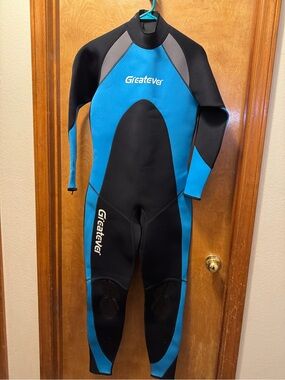 Share Greatever Wetsuit Womens Neoprene Full Body Long Sleeve Black Turquoise X-